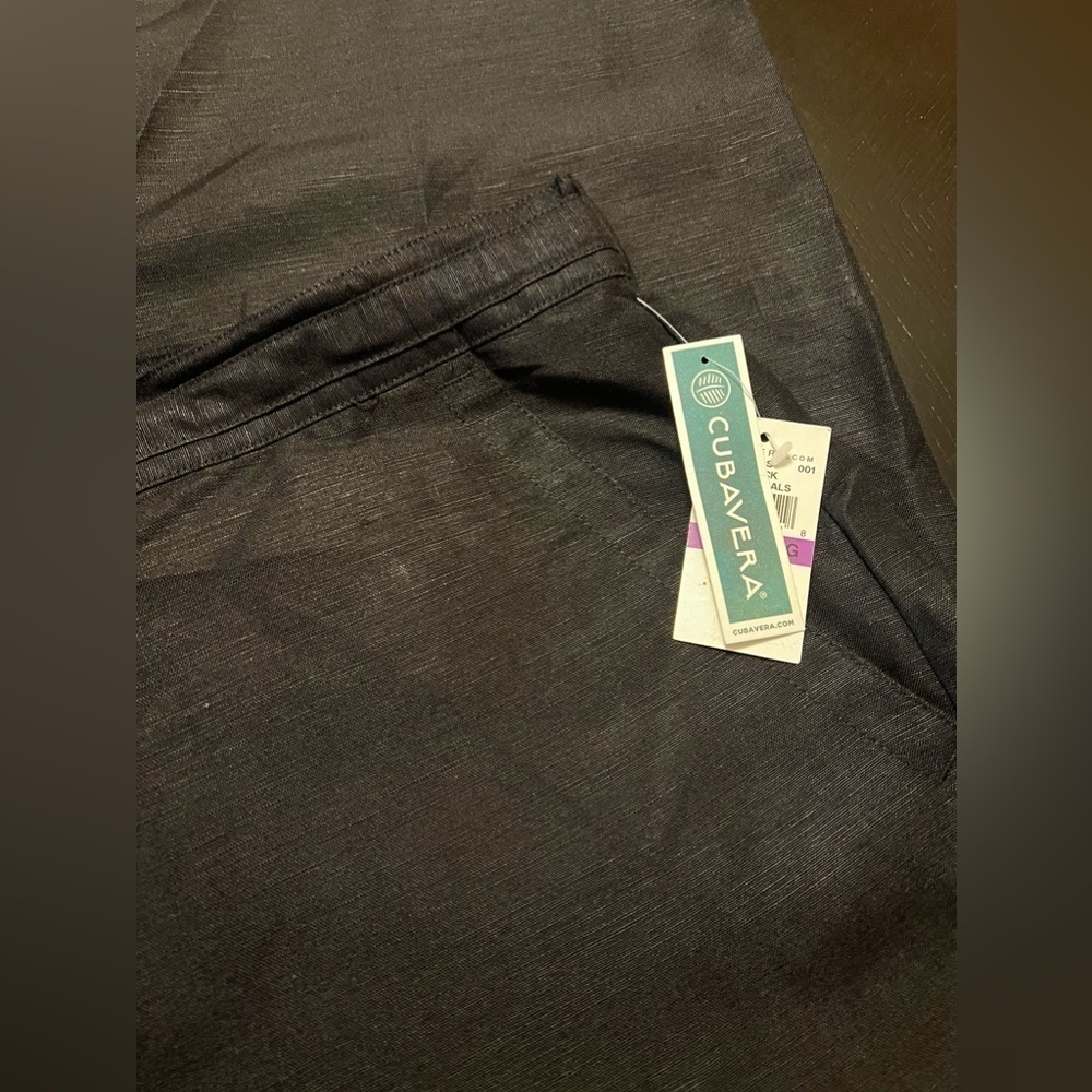 Cubavera Women's Linen Blend Pants Size XXL Black Drawstring Waist Fly Front - Picture 4 of 6